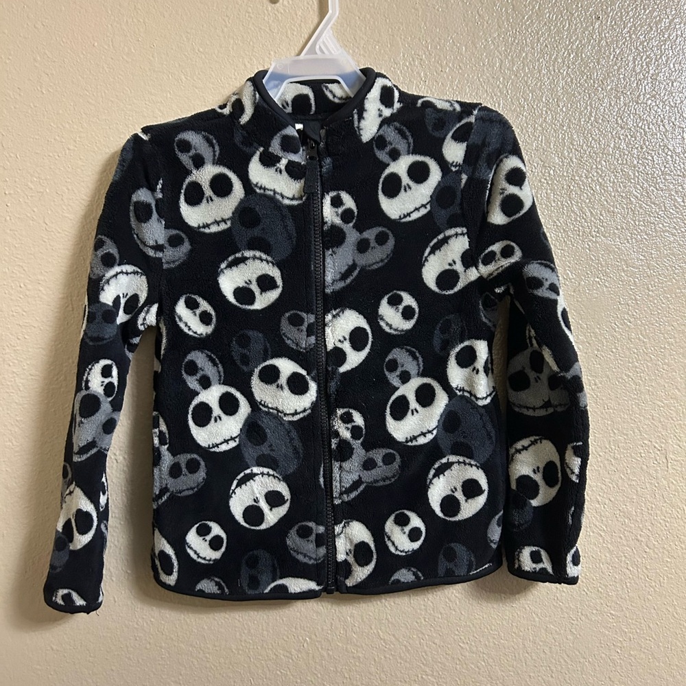 Disney boys Jack skeleton Black Skull Print Fleece Jacket size 5/6